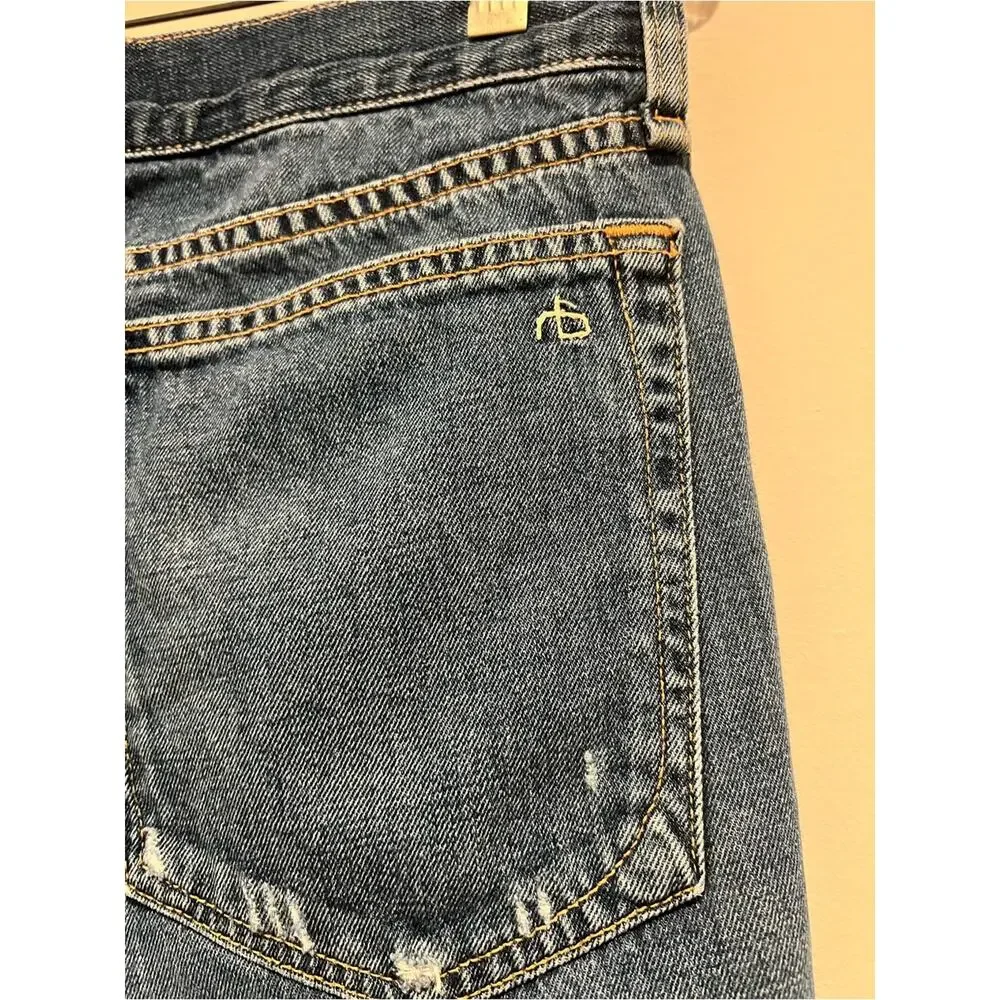 rag & bone Woodstock Distressed Rolled Hem Denim Shorts Made in USA Size 28